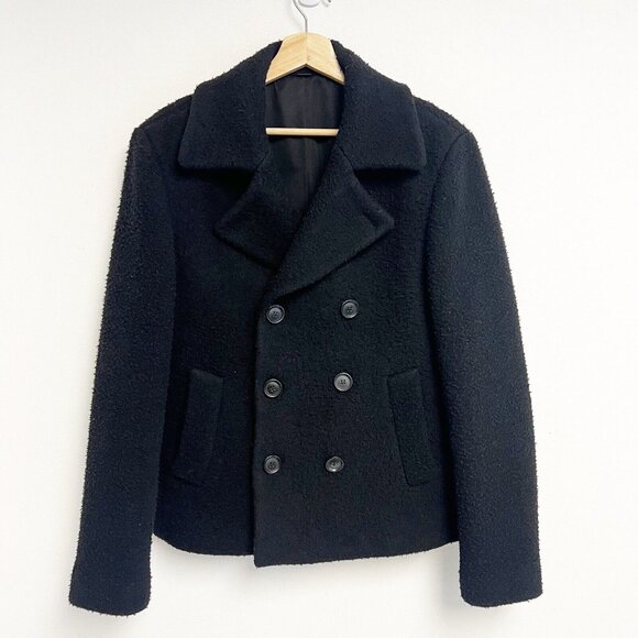 Allsaints Eds Wool-Blend Peacoat Men's Black 38 - Picture 2 of 15